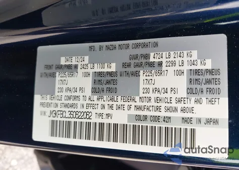 2025 Mazda Cx-5 2.5 S Preferred z USA, uszkodzony, nr VIN JM3KFBCL3S0622062